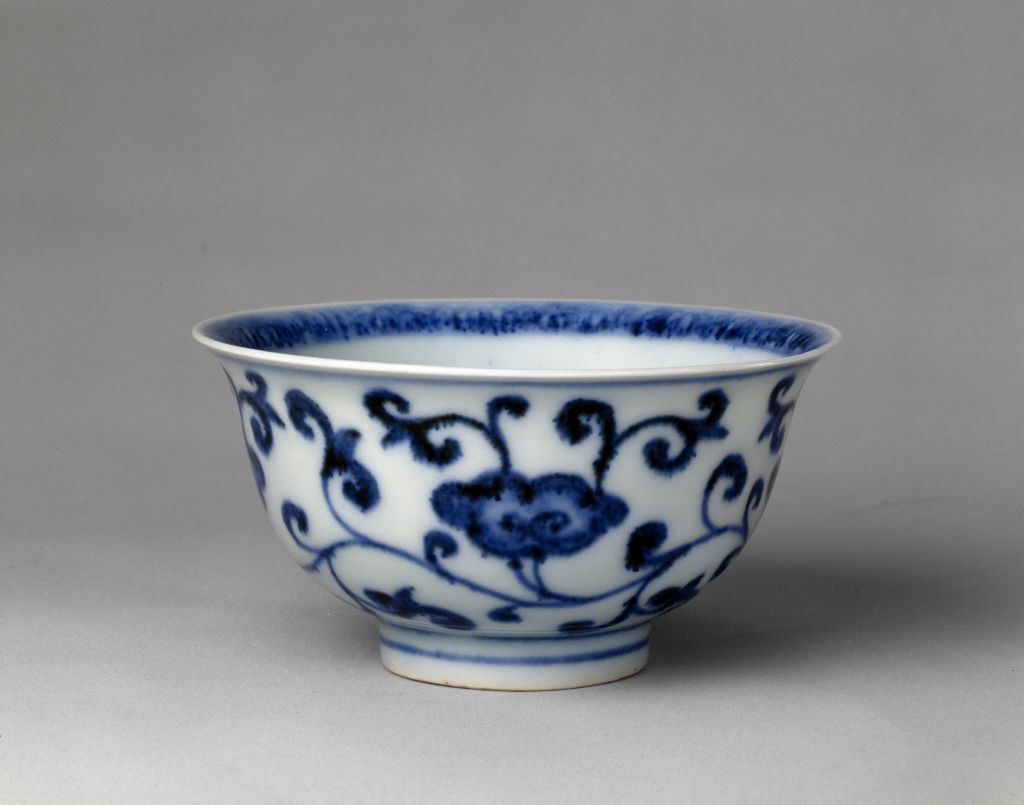 图片[1]-Blue and white glossy ganoderma bowl-China Archive